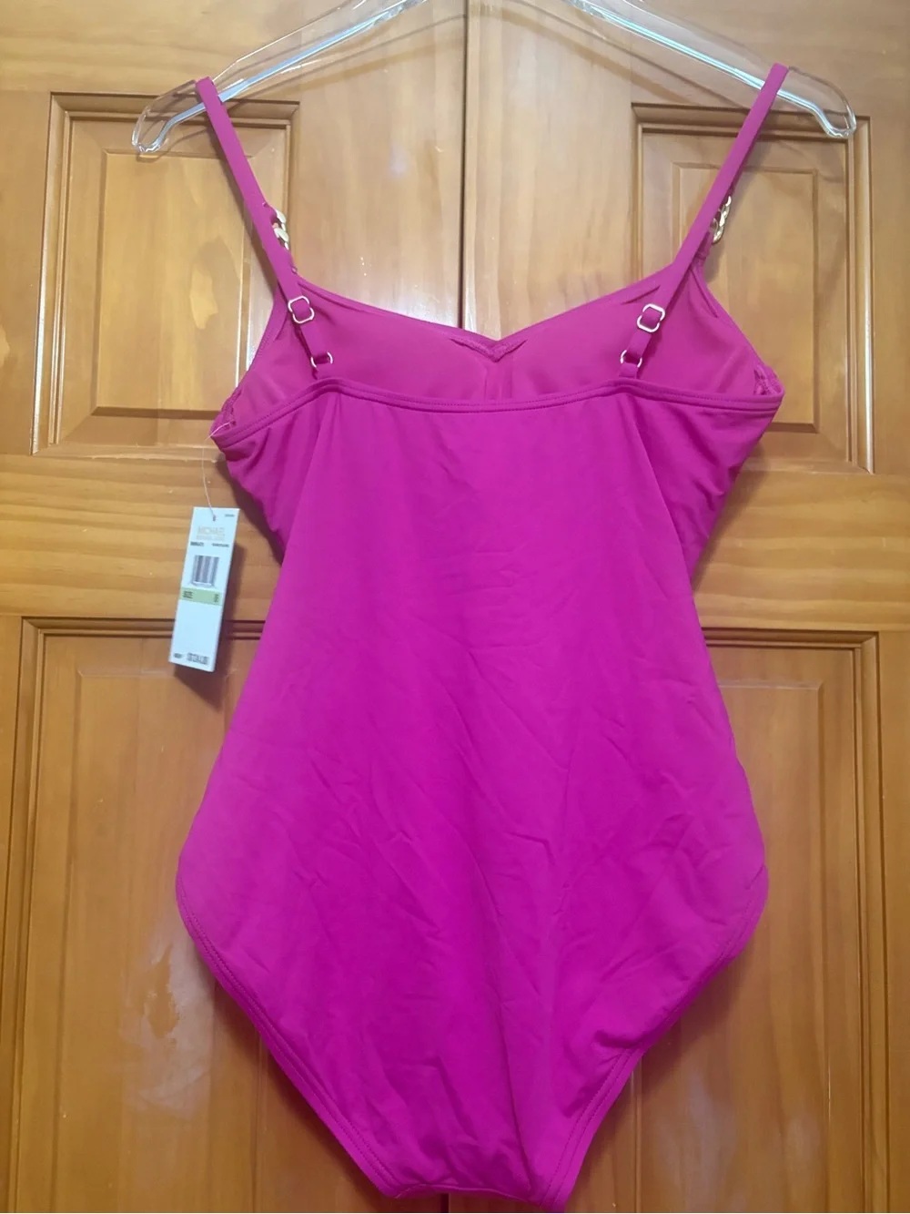 Michael Kors Fuscia One-Piece Swimsuit with Gold Hardware Size 8 NWT